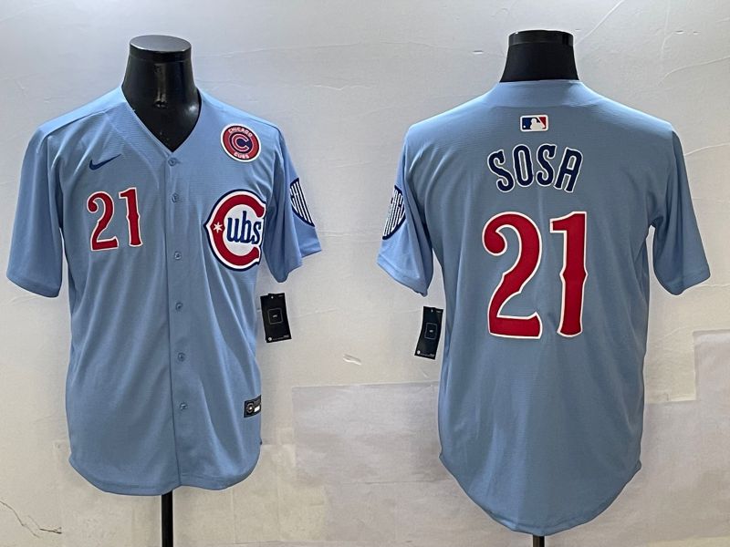 Men Chicago Cubs #21 Sosa Light Blue Throwback Fashion 2025 Nike MLB Jersey style 5->chicago cubs->MLB Jersey